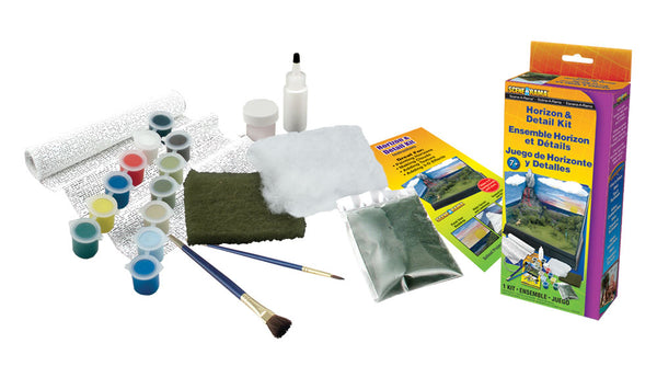 Scene-A-Rama SP4132 Horizon and Detail Kit showing manufacturer packaging and included craft materials.