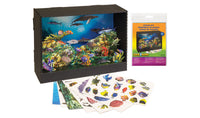 Scene-A-Rama SP4242 Ocean Kit packaging and printed sheets beside a finished diorama; ShowBox sold separately