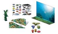 Scene-A-Rama SP4242 Ocean Kit, manufacturer illustration of cutout creatures, coral, seaweed, terrain and ocean backdrop