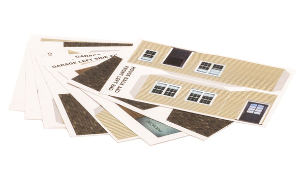 Scene-A-Rama SP4244 Home Kit, pre-cut printed house and garage sheets