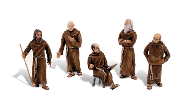 Woodland Scenics SP4453 Friars/Monks Scene Setters, close-up of five figures