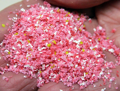 Scenic Express 6553 Crabapple Leaf Petals, 24 oz Eco Pak; manufacturer leaf-flake sample in hand, package not shown.