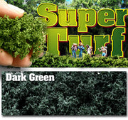 Scenic Express 863B Dark Forest Green SuperTurf, 32 oz; manufacturer texture and scenery illustration, figures not included.