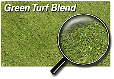 Scenic Express 880B Green Turf Blend, 32 oz; manufacturer ground-cover texture detail, package not shown.