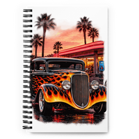 Neon Diner Flame Coupe Spiral Notebook product mockup