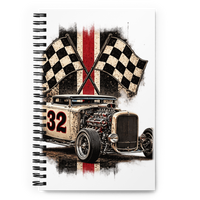 Number 32 Checkered Roadster Spiral Notebook product mockup