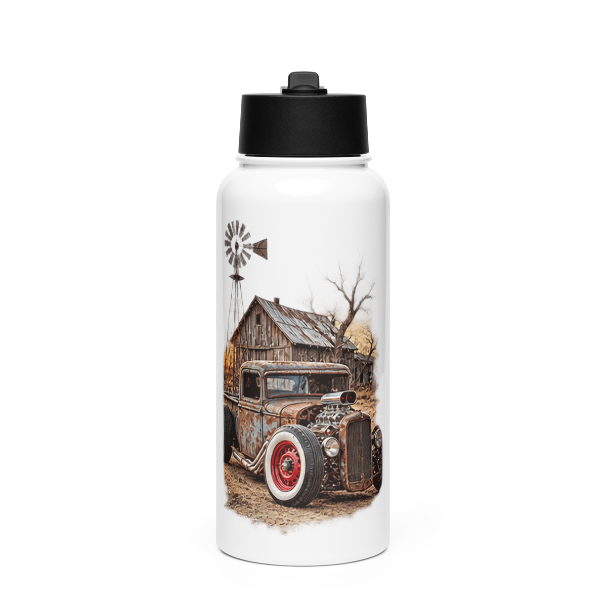 Rust and Thunder Rat Rod Pickup Stainless Steel Water Bottle product mockup
