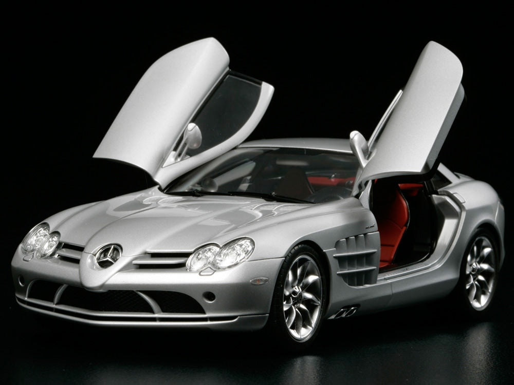 Tamiya 24290 1/24 Mercedes-Benz SLR McLaren model kit — assembled and painted example with doors open