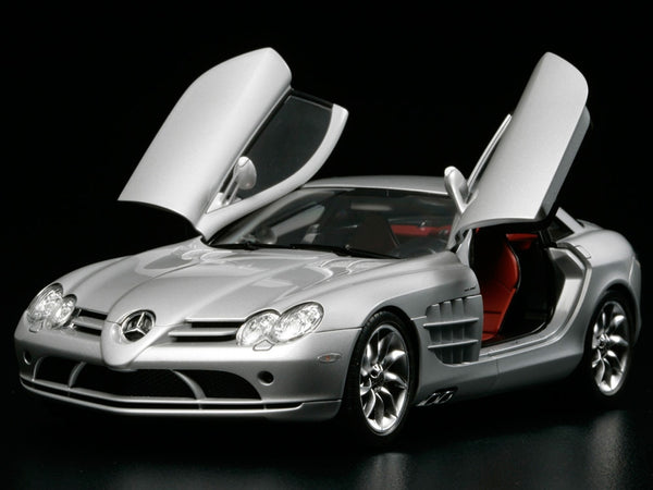 Tamiya 24290 1/24 Mercedes-Benz SLR McLaren model kit — assembled and painted example with doors open