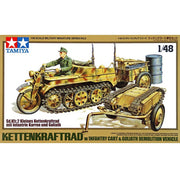 Tamiya 32502 1/48 Kettenkraftrad with infantry cart and Goliath model kit box