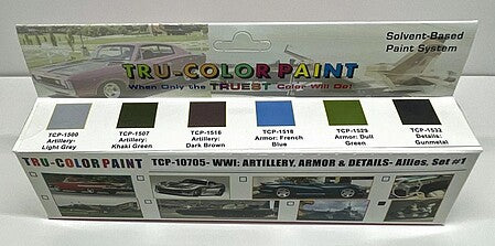 Tru-Color Paint TCP-10705 WWI Artillery, Armor and Details Allied Set #1, paint set package