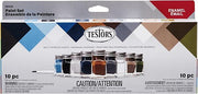 Testors 281230 flat enamel paint set retail package with nine bottles and brush