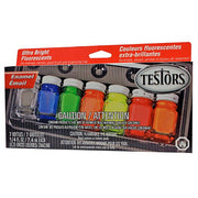 Testors 9132X Ultra Bright Fluorescent enamel kit, six colors and thinner in retail package