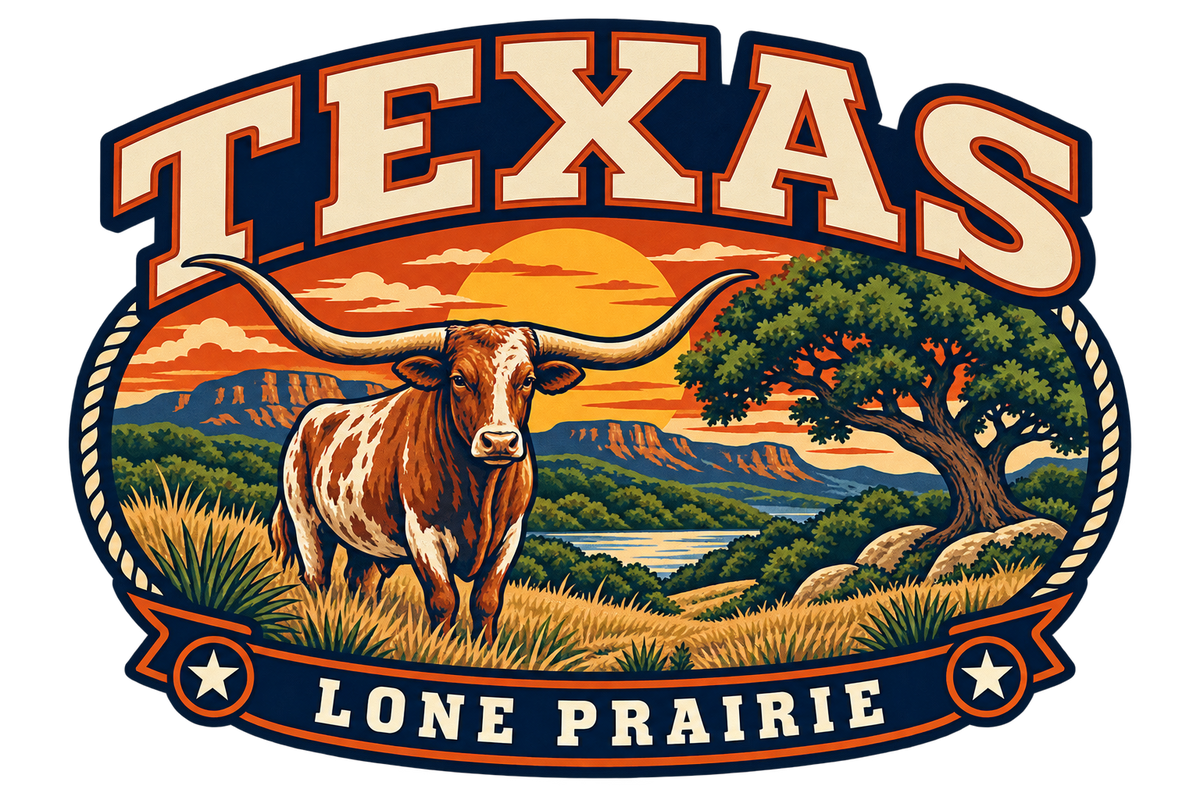 Texas heritage badge embroidery artwork