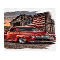 Barn Flag Red Hot Rod Pickup Throw Blanket product mockup 3