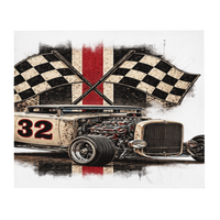 Number 32 Checkered Roadster Throw Blanket product mockup 3