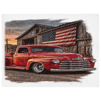 Barn Flag Red Hot Rod Pickup Throw Blanket product mockup