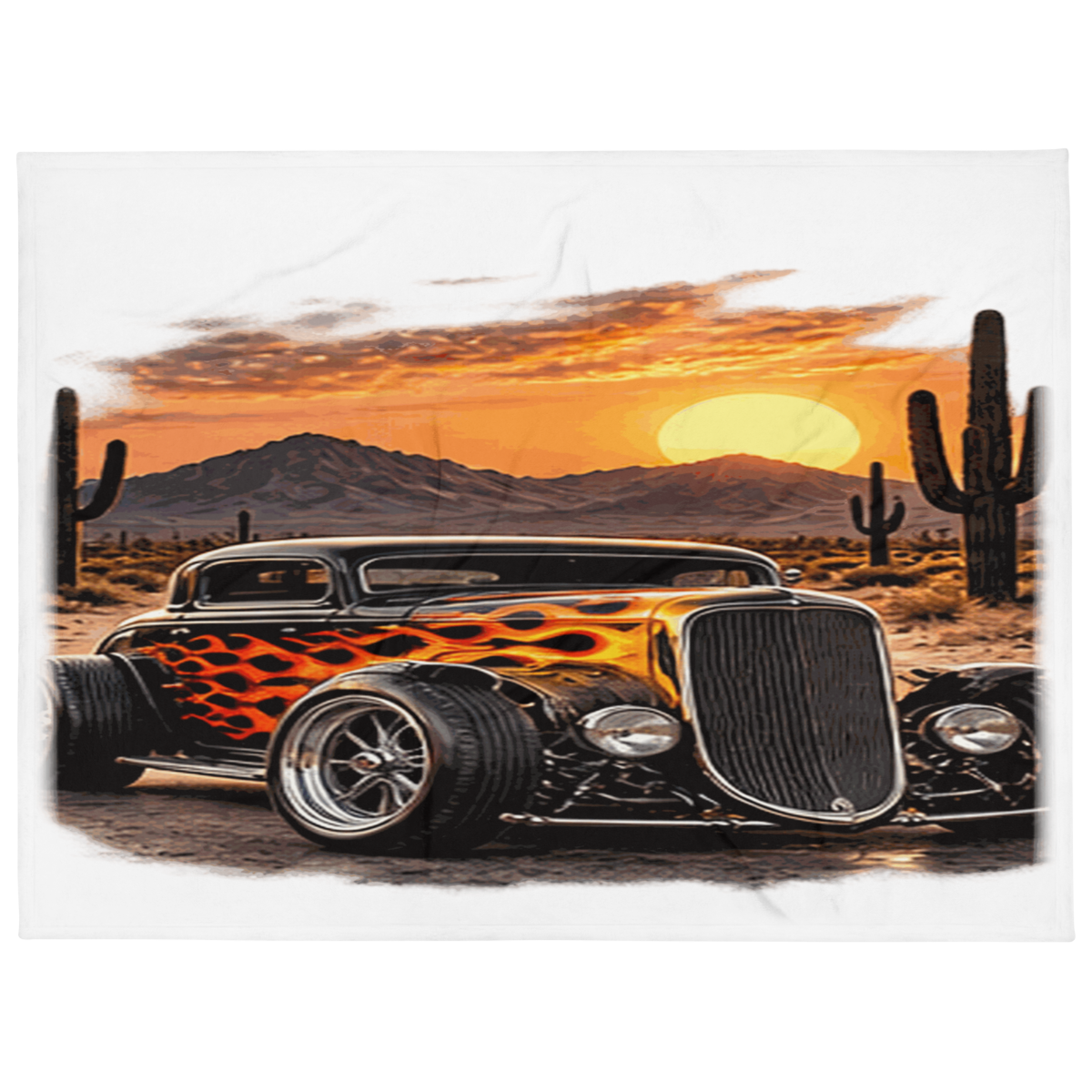 Desert Sunset Flame Coupe Throw Blanket product mockup