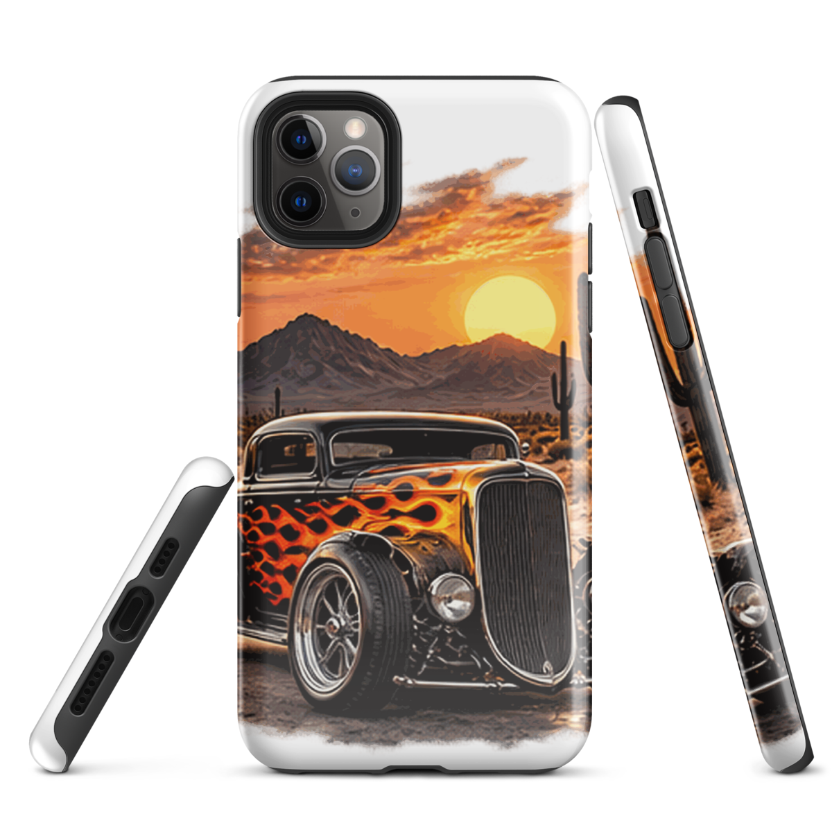 Desert Sunset Flame Coupe Tough iPhone Case product mockup