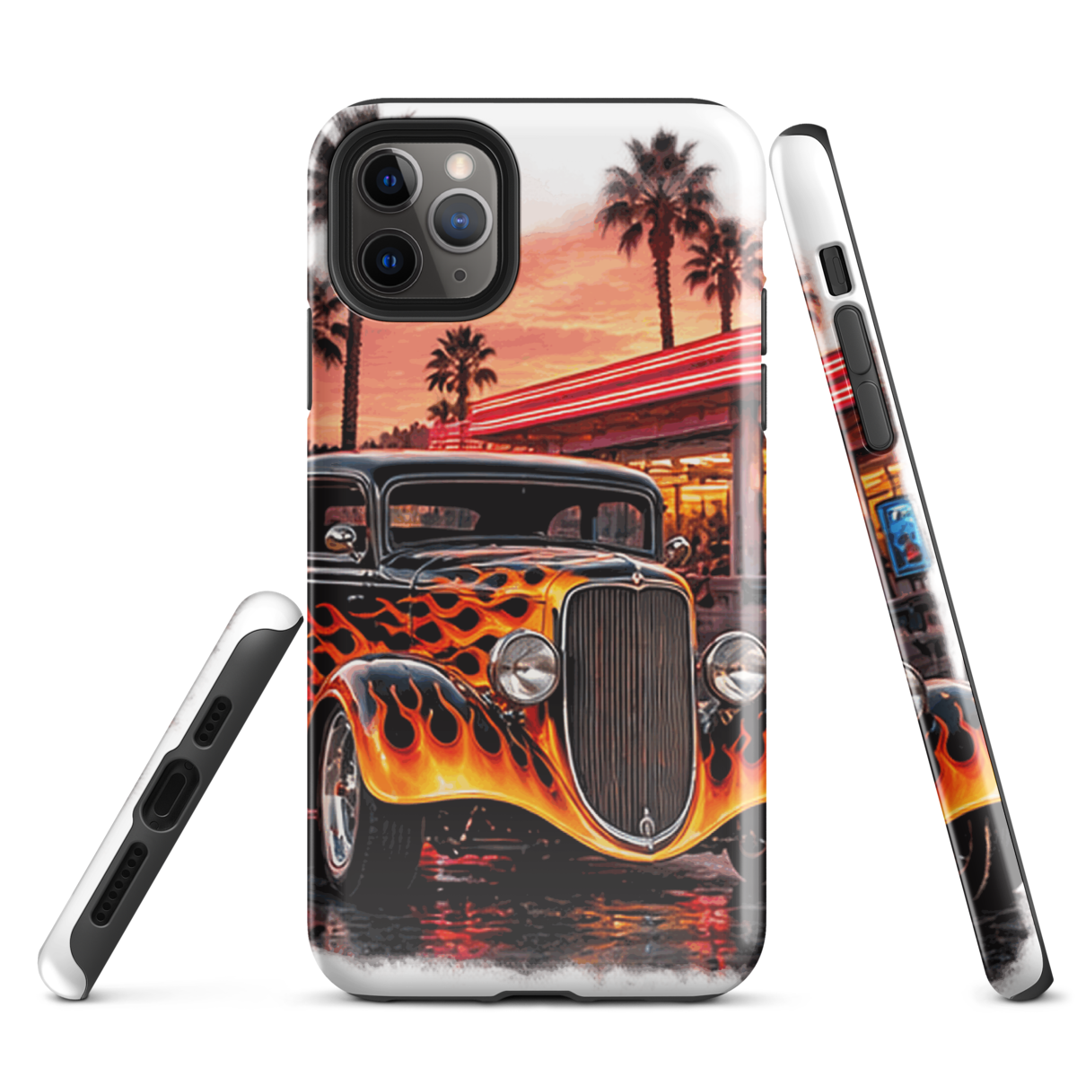 Neon Diner Flame Coupe Tough iPhone Case product mockup