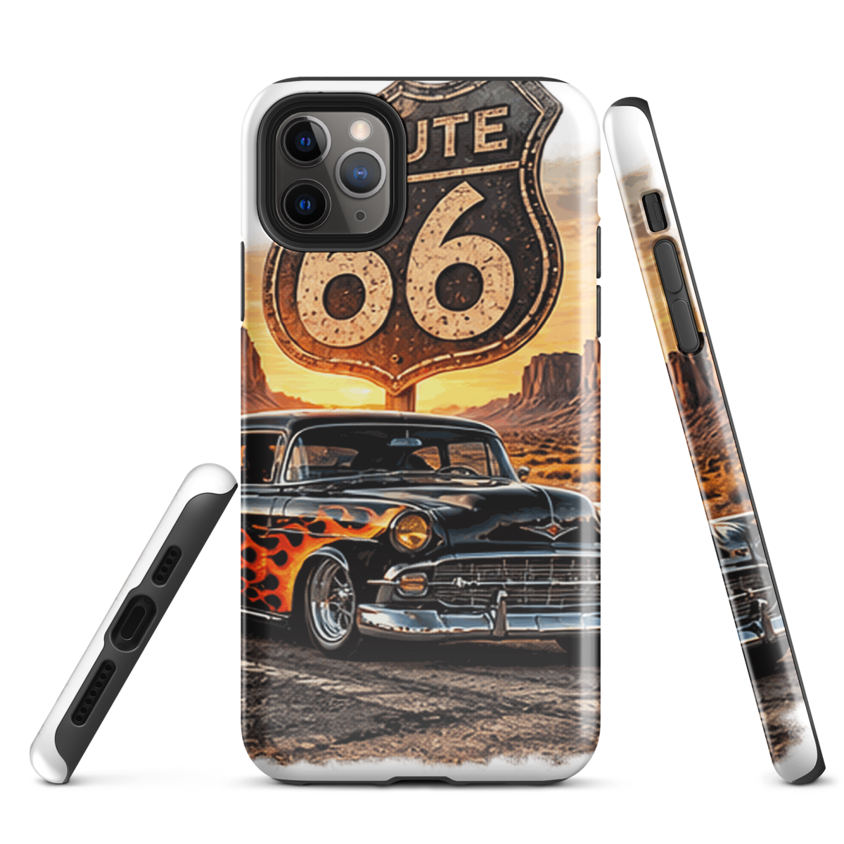 Route 66 Flame Cruiser Tough iPhone Case product mockup