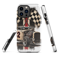 Number 32 Checkered Roadster Tough iPhone Case product mockup 3