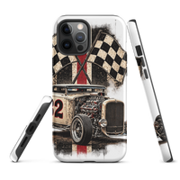 Number 32 Checkered Roadster Tough iPhone Case product mockup 2