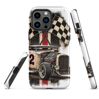 Number 32 Checkered Roadster Tough iPhone Case product mockup 4
