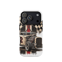Number 32 Checkered Roadster Tough iPhone Case product mockup 8