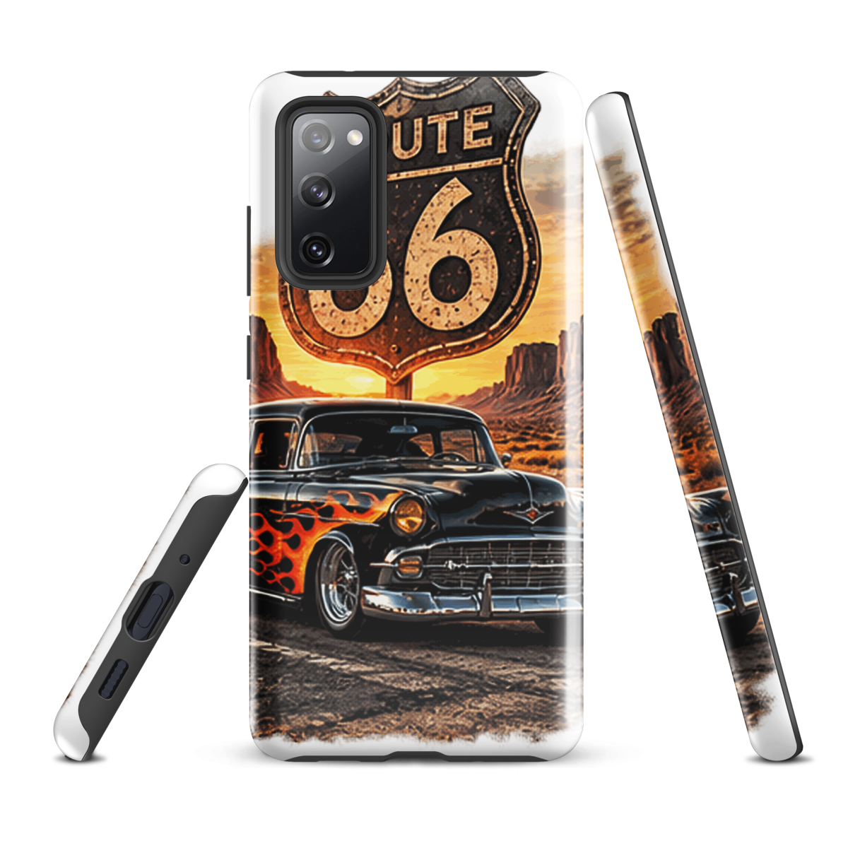 Route 66 Flame Cruiser Tough Samsung Case product mockup 2