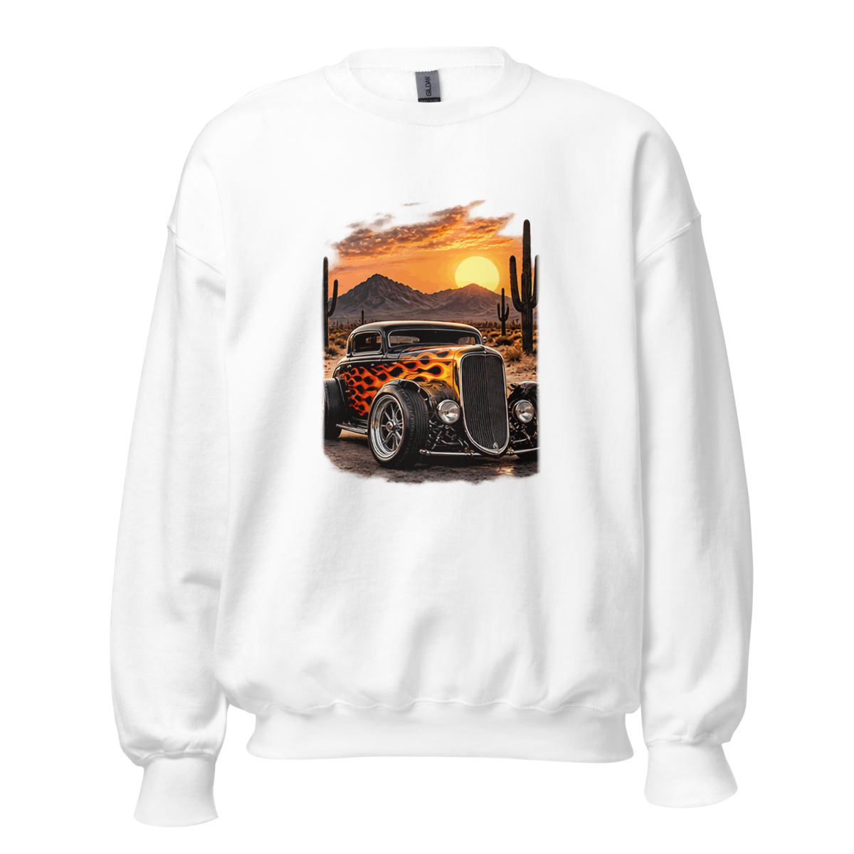 Desert Sunset Flame Coupe Unisex Sweatshirt product mockup