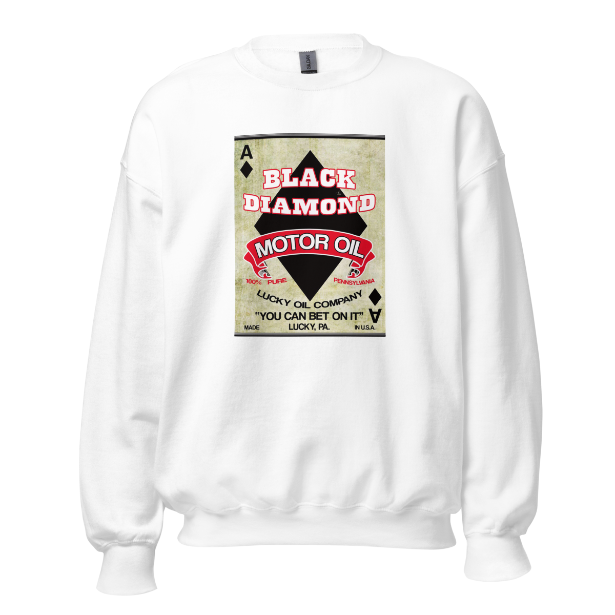 Black Diamond Motor Oil Vintage T-Shirt — Muncle Mikes Unisex Sweatshirt product mockup