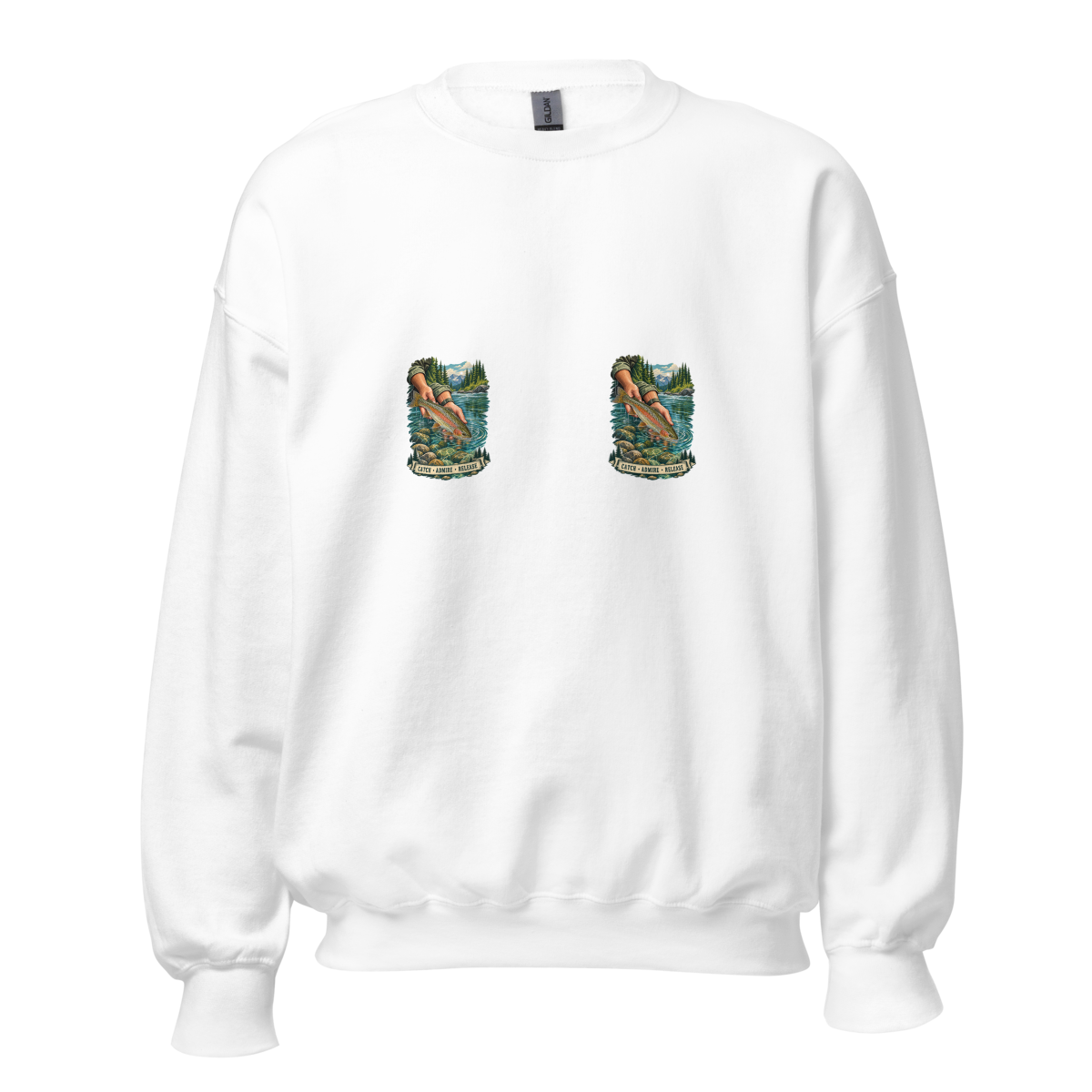 Catch Admire Release Trout Unisex Sweatshirt product mockup