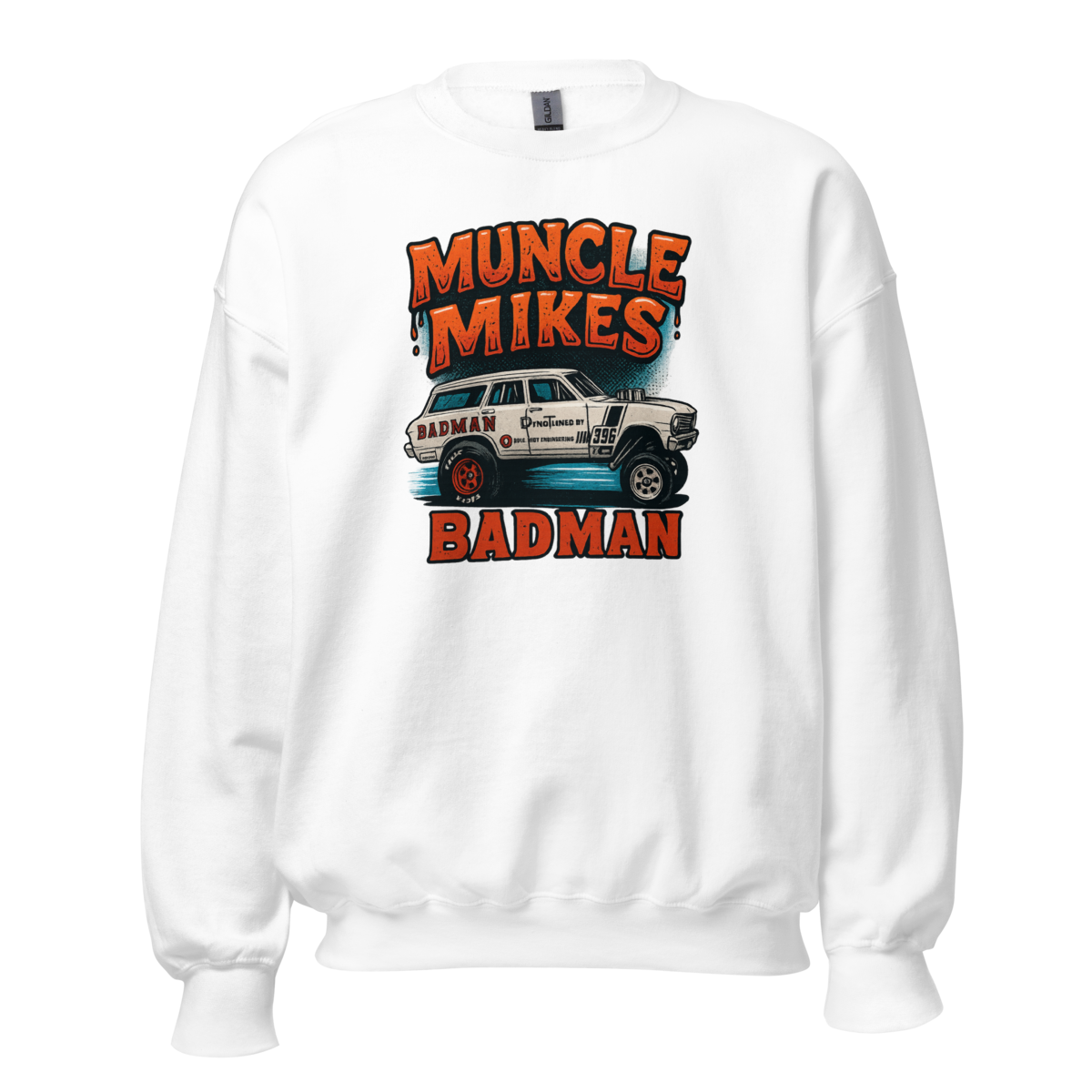 Muncle Mikes Hot Rod and Rat Rod Shirt Mayhem! BADMAN Wagon Unisex Sweatshirt product mockup