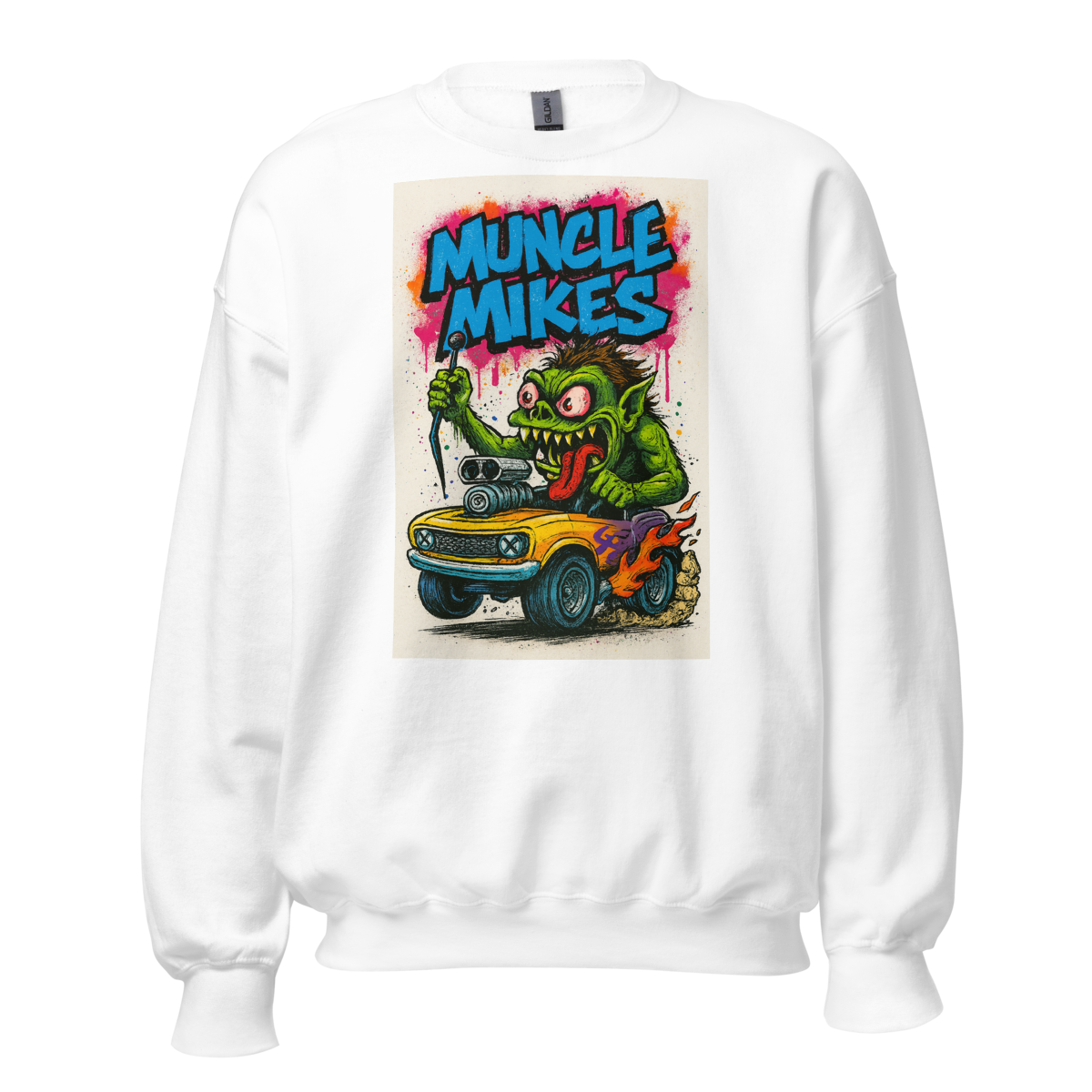 Monster Mugs 008 Hot Rod Coffee Mug — Muncle Mikes Unisex Sweatshirt product mockup