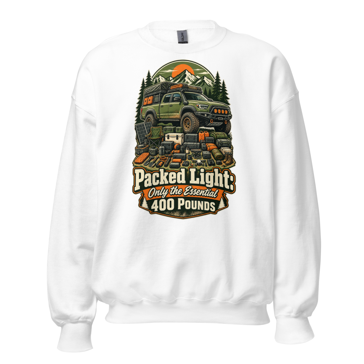 Packed Light Only 400 Pounds Unisex Sweatshirt product mockup