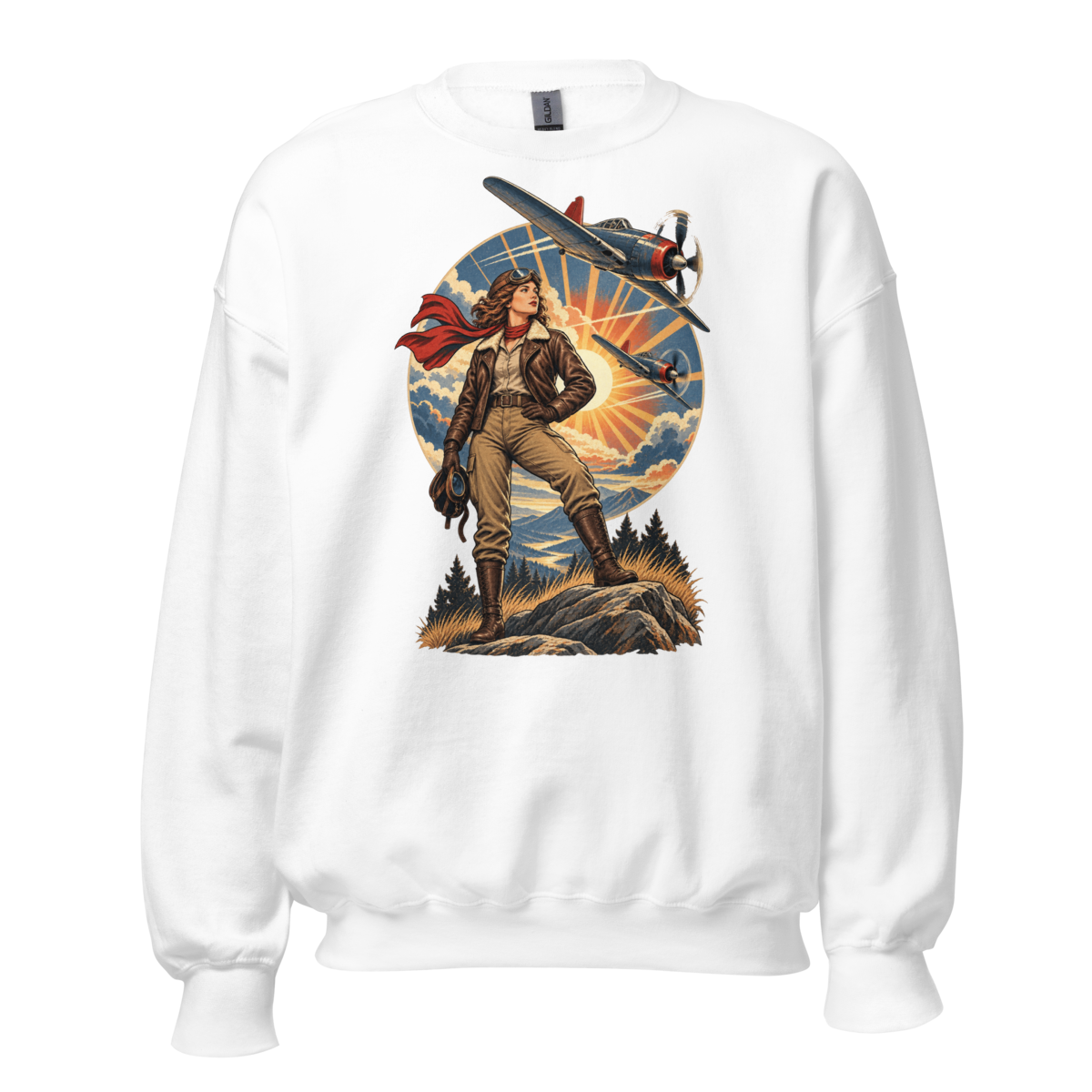 Vintage Aviation Pin-Up T-Shirt – Edition 35 Unisex Sweatshirt product mockup