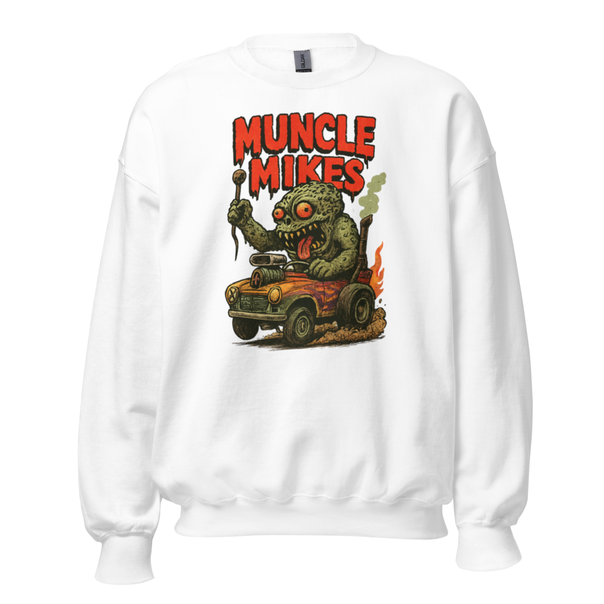 Muncle Mikes Hot Rod and Rat Rod Shirt Mayhem! Monster Rods! (007) Unisex Sweatshirt product mockup