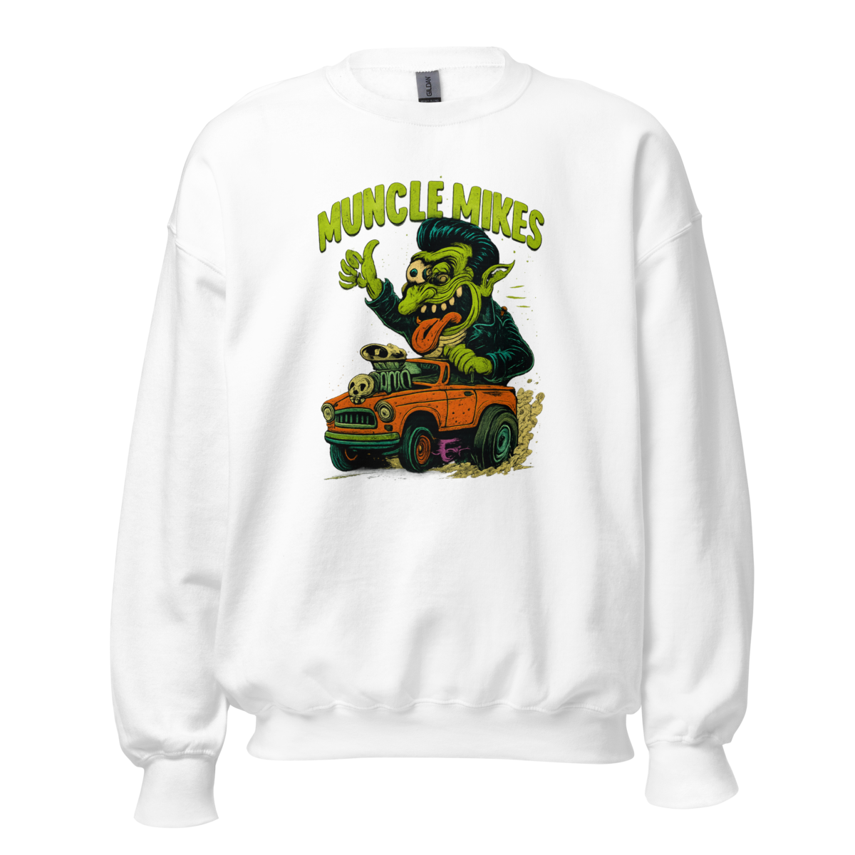 Muncle Mikes Hot Rod and Rat Rod Shirt Mayhem! Monster Rods! (010) Unisex Sweatshirt product mockup