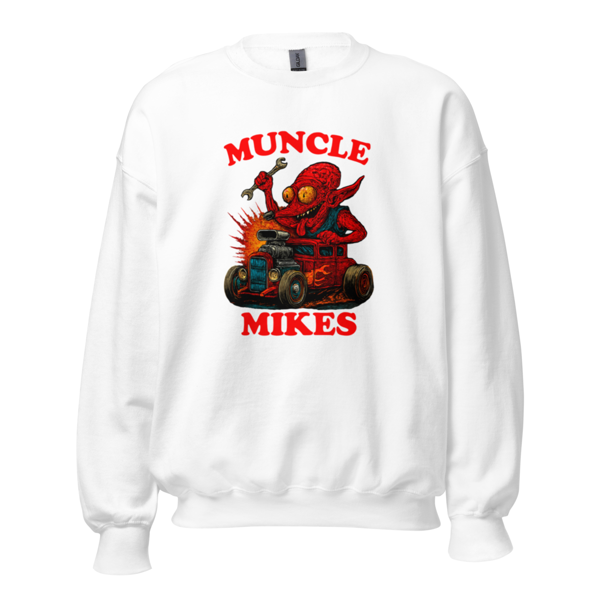 Muncle Mikes Hot Rod and Rat Rod Shirt Mayhem! Monster Rods! (020) Unisex Sweatshirt product mockup
