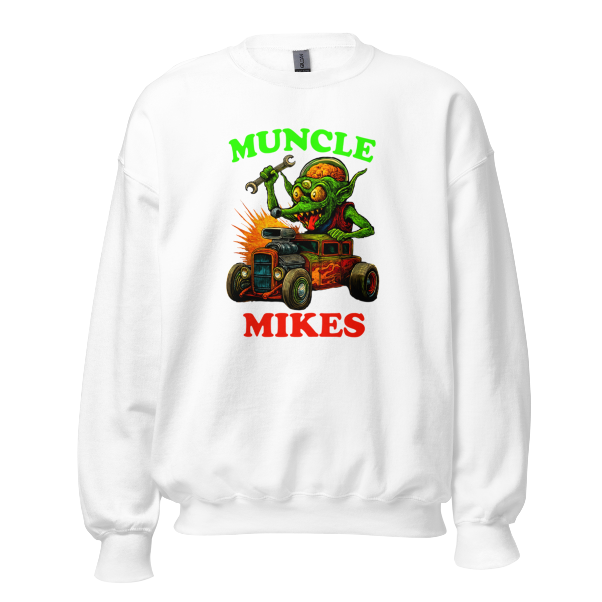 Muncle Mikes Hot Rod and Rat Rod Shirt Mayhem! Monster Rods! (023) Unisex Sweatshirt product mockup