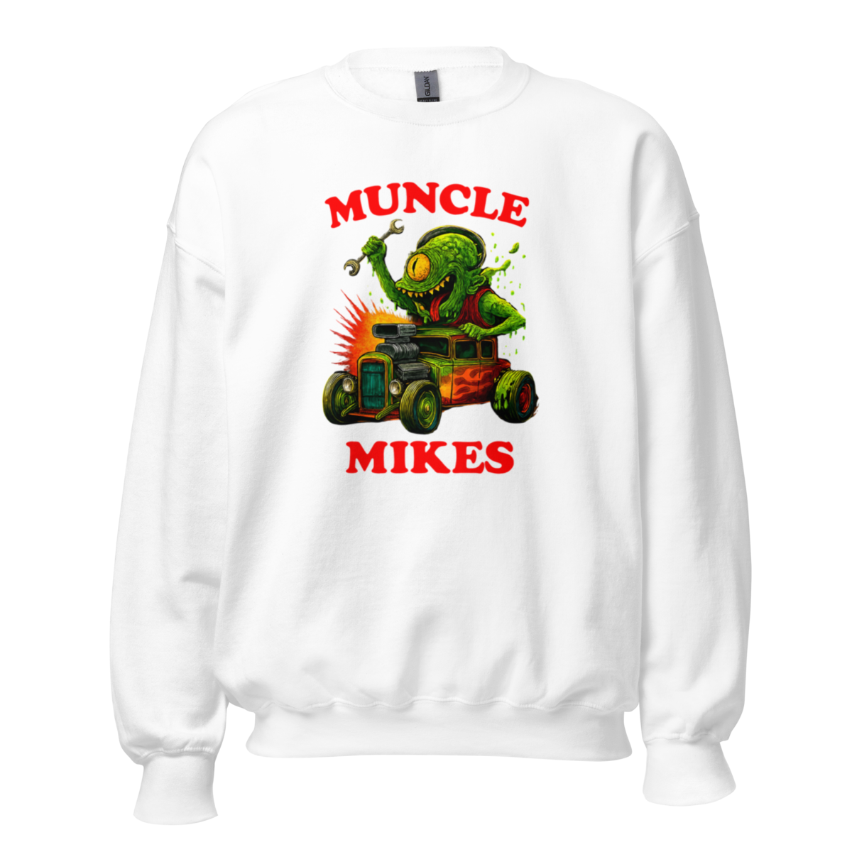 Muncle Mikes Hot Rod and Rat Rod Shirt Mayhem! Monster Rods! (025) Unisex Sweatshirt product mockup