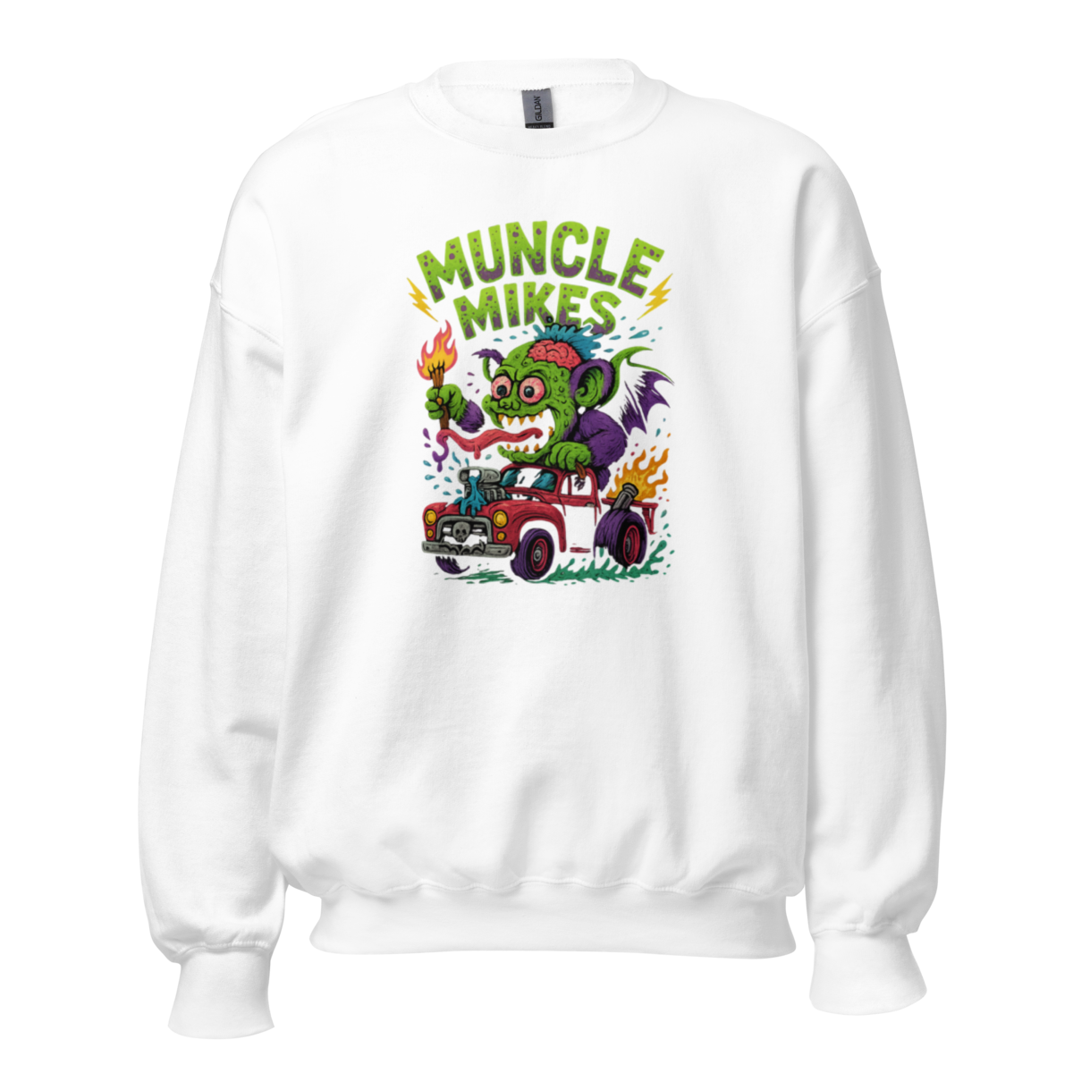 Muncle Mikes Hot Rod and Rat Rod Shirt Mayhem! Monster Rods! (030) Unisex Sweatshirt product mockup