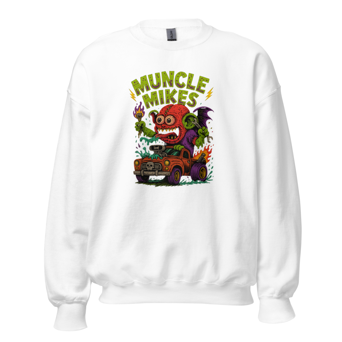 Muncle Mikes Hot Rod and Rat Rod Shirt Mayhem! Monster Rods! (031) Unisex Sweatshirt product mockup