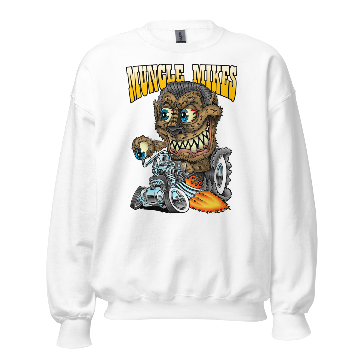 Muncle Mikes Hot Rod Monster Heavyweight T-Shirt – Black Unisex Sweatshirt product mockup
