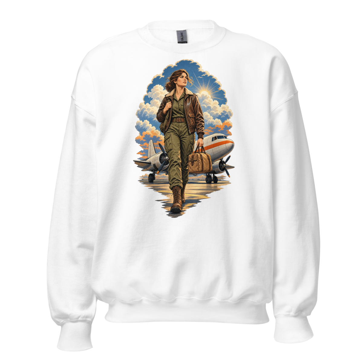 Vintage Aviation Pin-Up T-Shirt – Edition 33 Unisex Sweatshirt product mockup