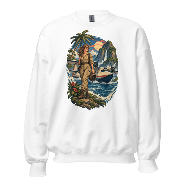 Vintage Aviation Pin-Up Edition 12 Unisex Sweatshirt — front view