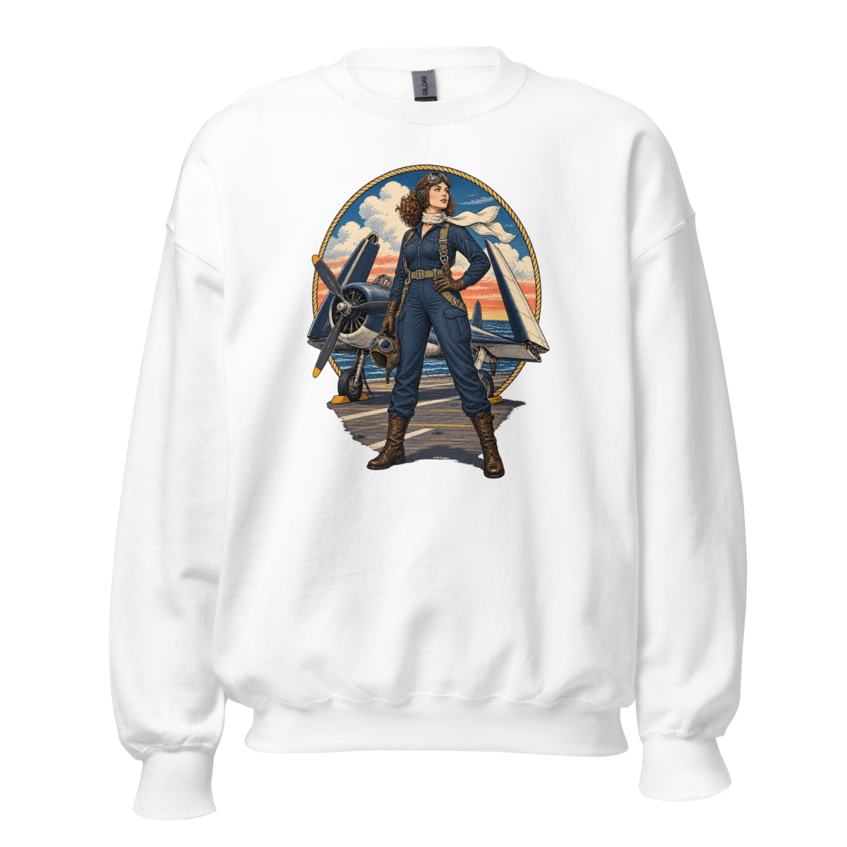 Vintage Aviation Pin-Up T-Shirt – Edition 11 Unisex Sweatshirt product mockup