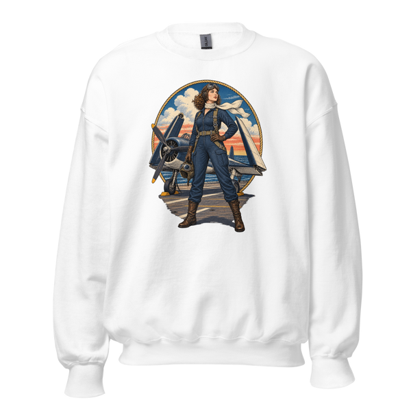 Vintage Aviation Pin-Up Edition 11 Unisex Sweatshirt — front view