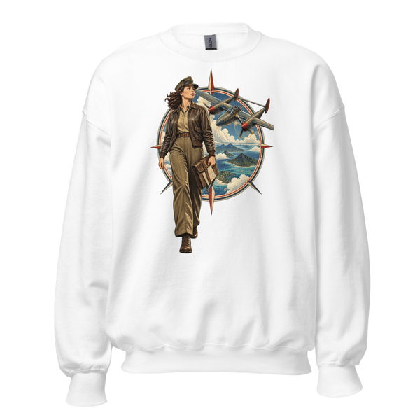 Vintage Aviation Pin-Up Edition 18 (Dark Colors Design) Unisex Sweatshirt — front view